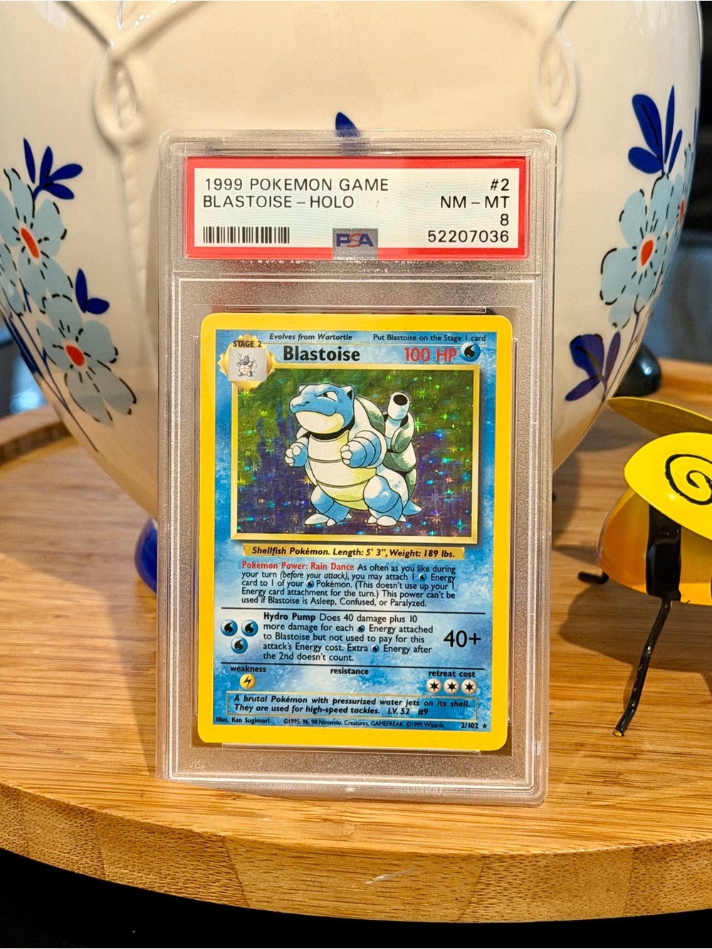 1999 POKEMON BASE SET UNLIMITED BLASTOISE #2 HOLO PSA 8